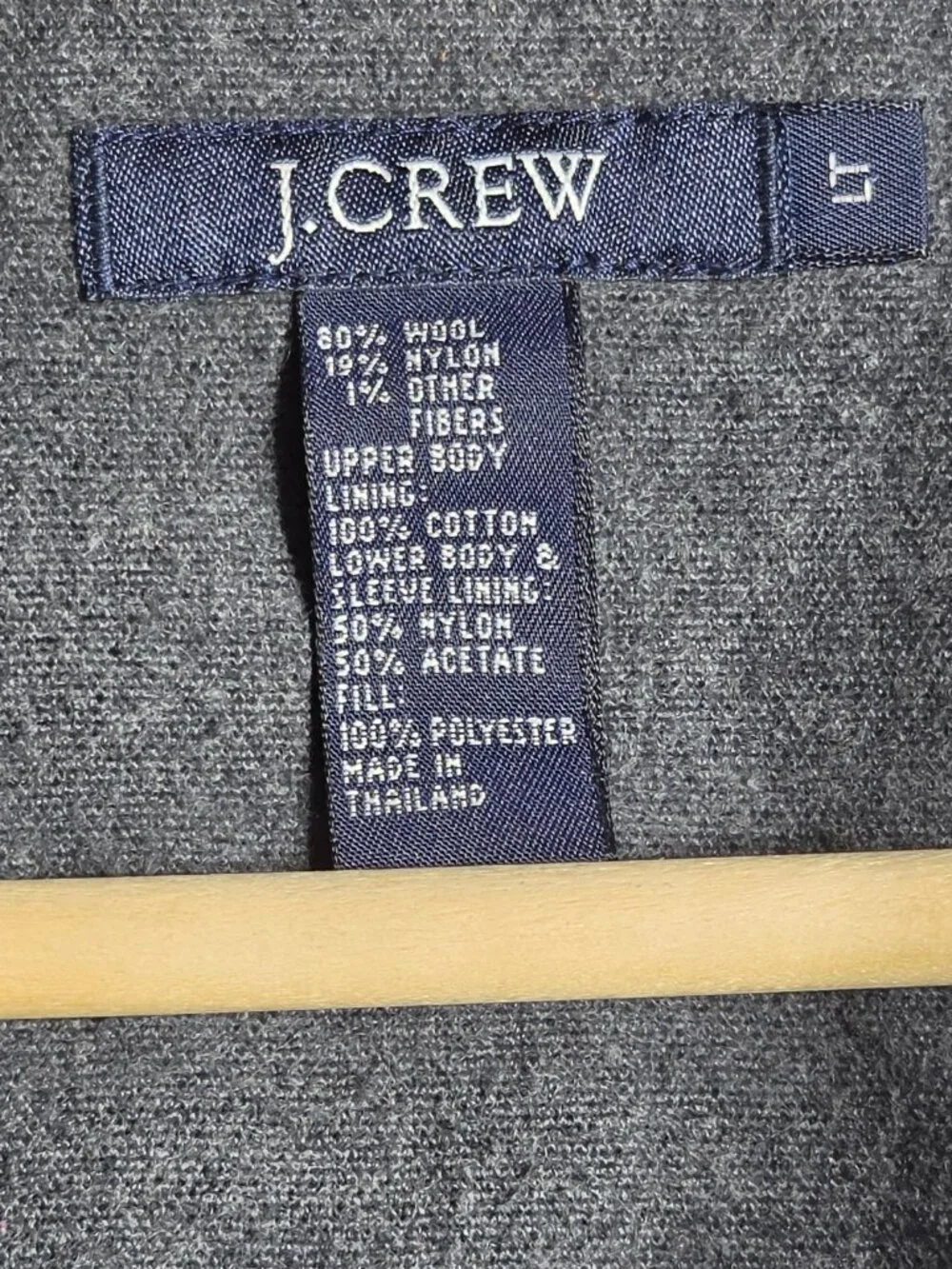 Vintage J.Crew Wool Car Coat Jacket Gray Mens Large Tall LT Heavyweight Quilted